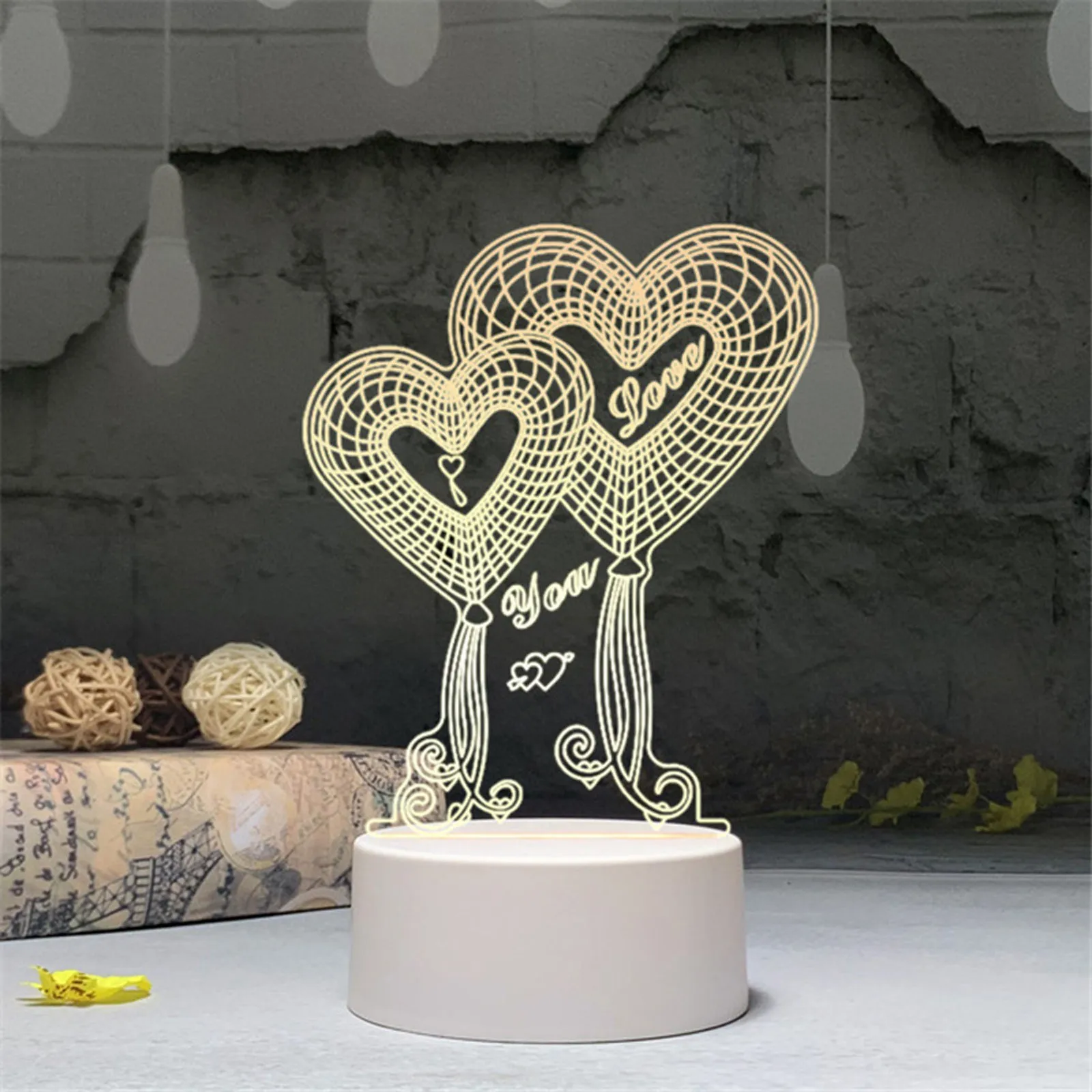 Прохладный праздничный свет s 3D USB акриловый ночсветильник светодиодный