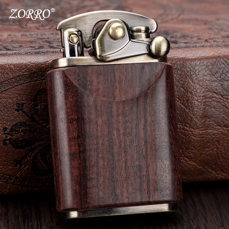 Lighter Creative Old Sandalwood Retro Nine-door Personality Rocker Kerosene Men Send Boys | Cigarette Accessories