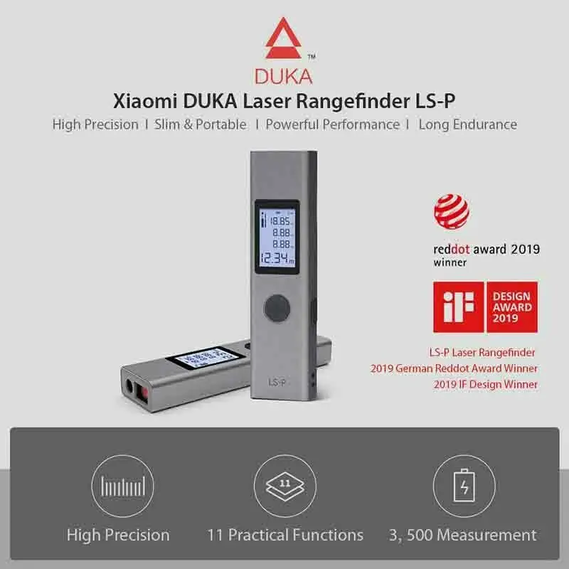 Youpin Duka 40m Laser range finder LS-P USB flash charging Range Finder High Precision Measurement rangefinder | Электроника
