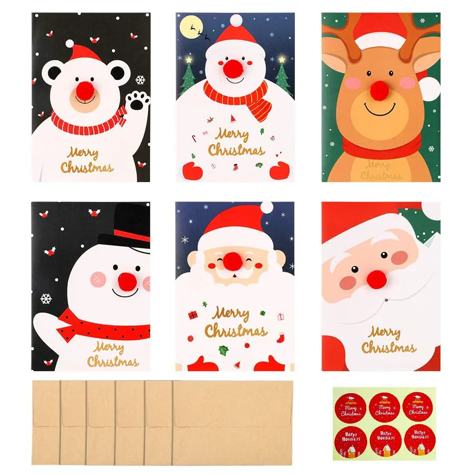 

Поздравительная открытка с рождеством, набор из 6 предметов, праздничные винтажные поздравительные открытки с изображением снеговика и сча...
