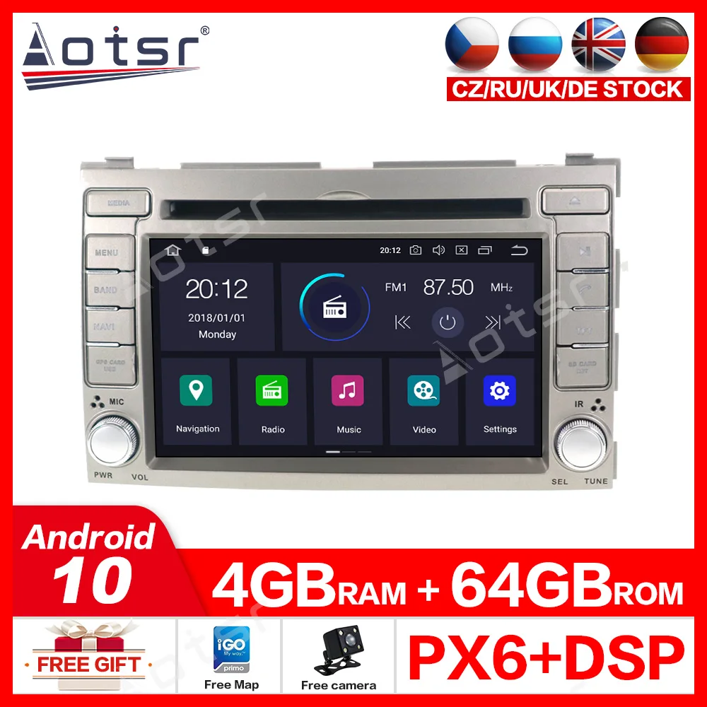 Автомобильный GPS навигатор Aotsr Android 10 0 4 Гб + 64 ГБ стерео автомобильный DVD плеер для