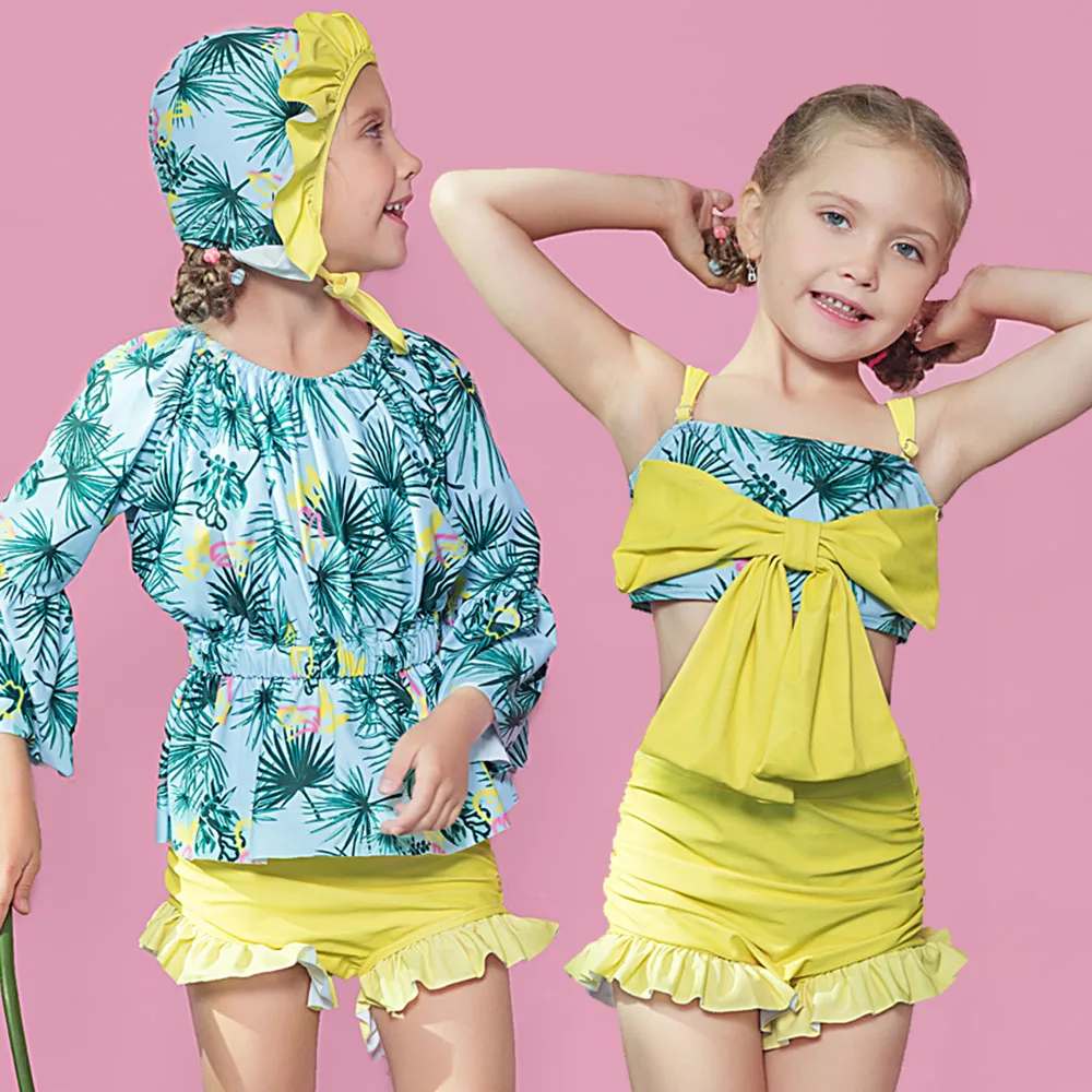 Женский купальник бикини купальный костюм из трех предметов с длинными рукавами