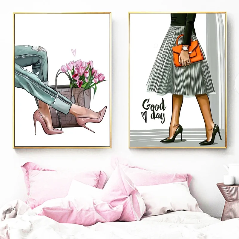 Модная супер модель Vogue Girl Сумочка настенная Картина на холсте скандинавские