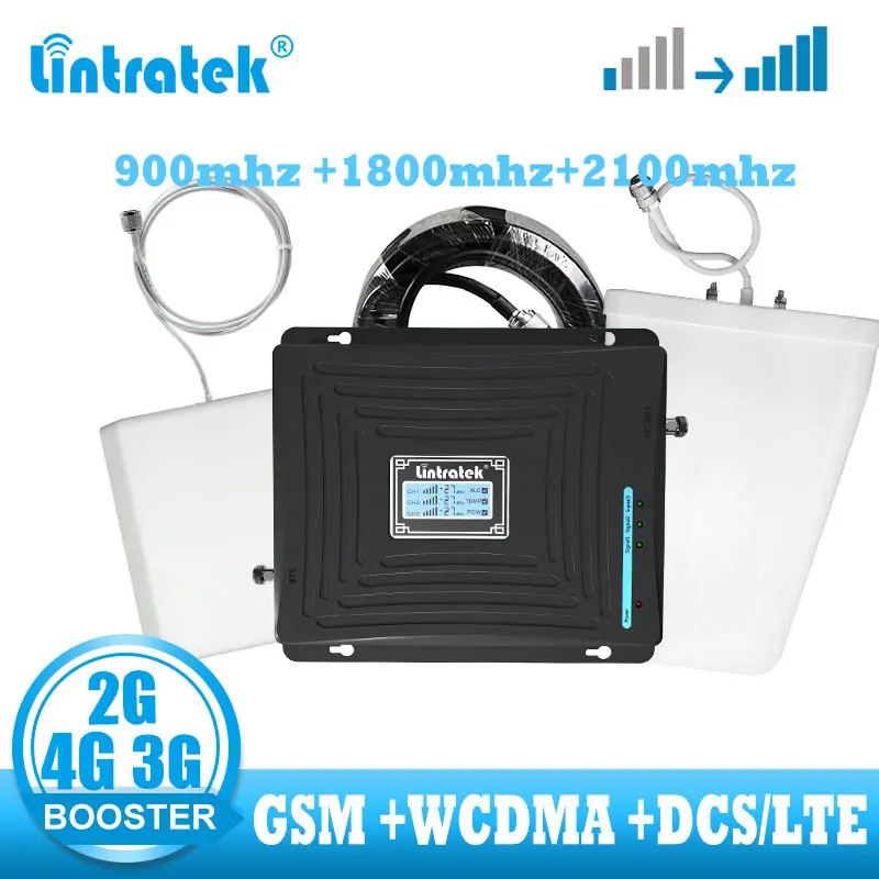 Обновленный трехдиапазонный усилитель GSM 900 1800 WCDMA 2100 70dB 2G 3G 4G LTE мобильный сотовый