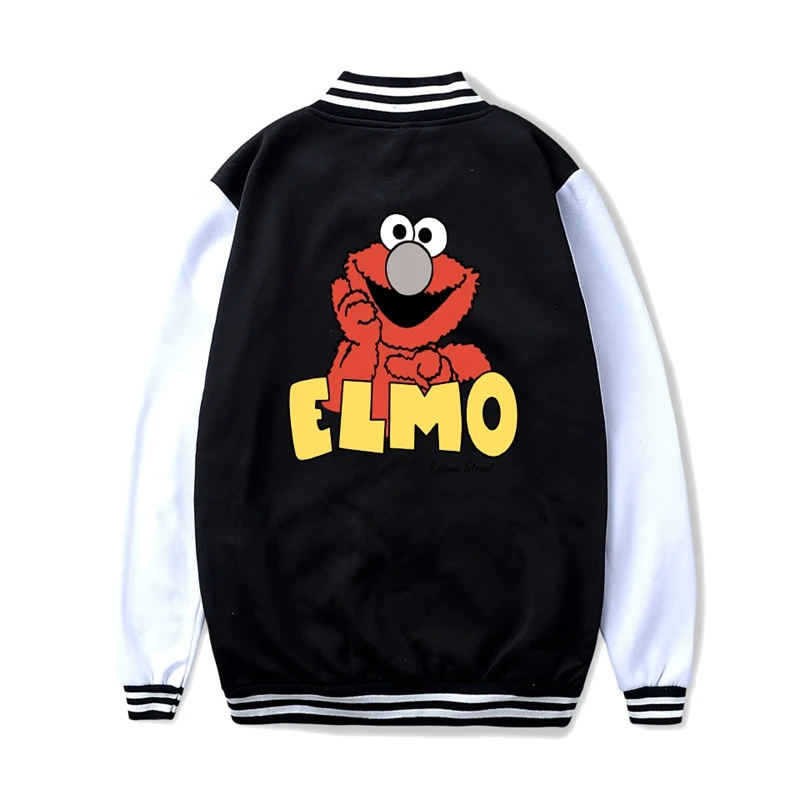 

Patchwork Baseball Uniform Jacket Autumn And Winter Print Cartoon Cute Doll Pattern Korean Harajuku Style Women Streetwear Coats