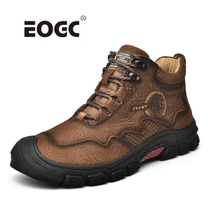 Ботинки мужские из натуральной кожи, уличные зимние сапоги на платформе, ручная работа, Осень-зима