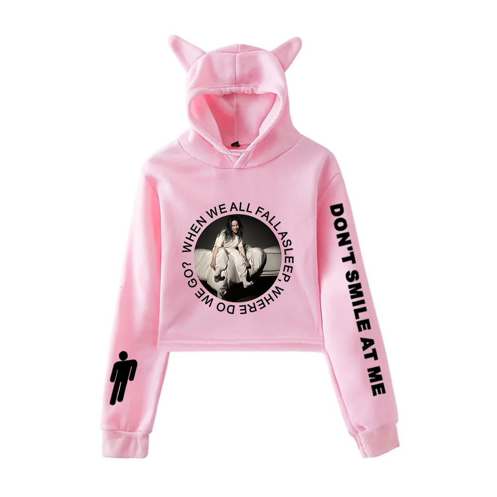 Billie Eilish Женская толстовка с капюшоном толстовки Kpop Kawaii корейский негабаритный