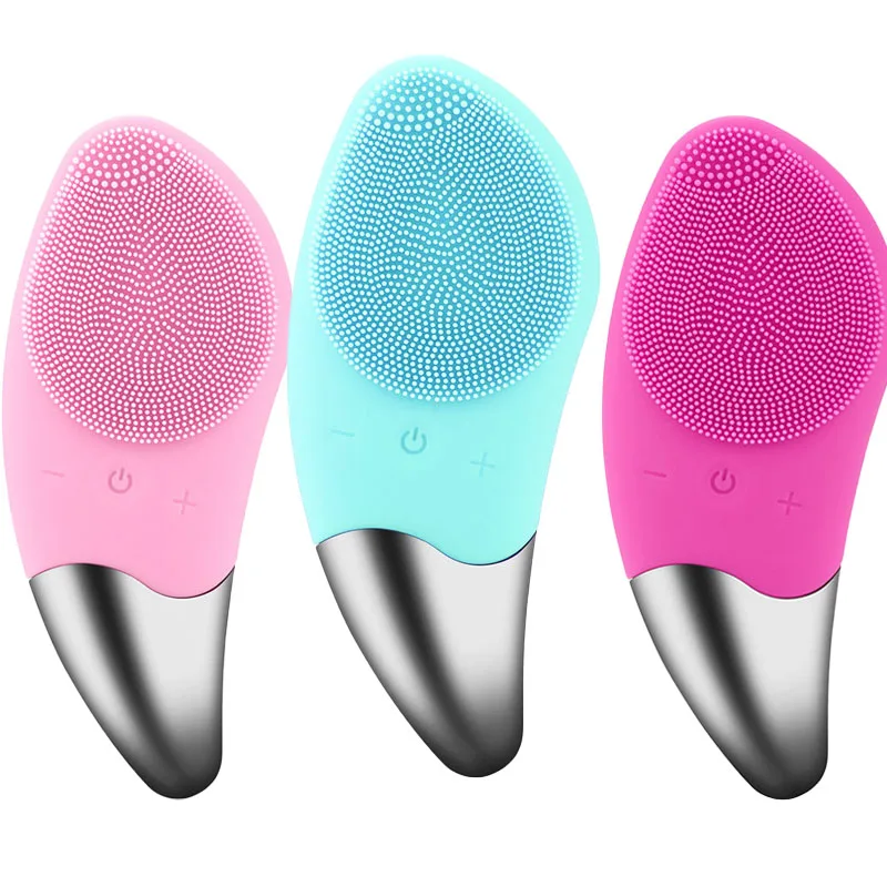 Силиконовая электрическая щетка для массажа кожи лица водонепроницаемая