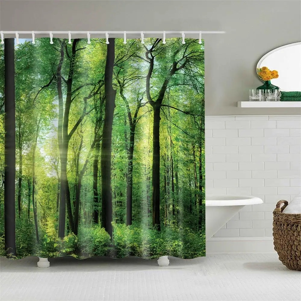 Бамбуковая 3D печать занавеска для ванной комнаты полиэстер s Декор наборы 12 шт.