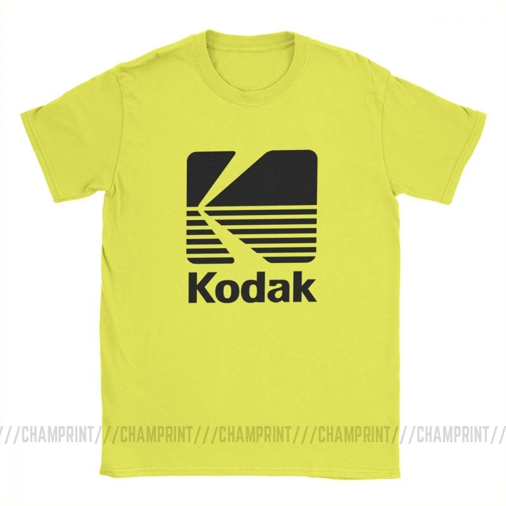 Цвет: желтый Kodak фотография логотип футболка для мужчин камера фильм ретро короткий рукав Винтаж Футболка с круглым вырезом хлопковая одежда дизайнерские футболки - Цвет: Цвет: желтый