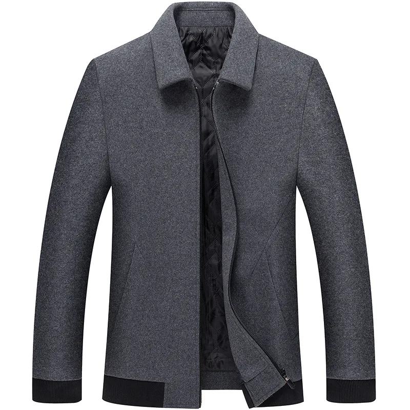 

Mens Wool Blend Jacket Turn-down Collar Windproof Pea Coat Slim Fit Wool Trench Coat Business Casual Woolen Peacoat Windbreaker