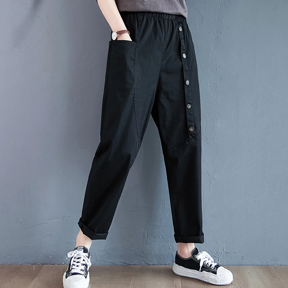 Винтажные художественные повседневные брюки женские классические свободные