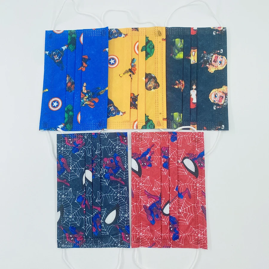 

100/20pc Fast Delivery Children Face Shield Mask Marvel Spider Princess Mascara Facial Anime Cartoon Print Mascarilla nios