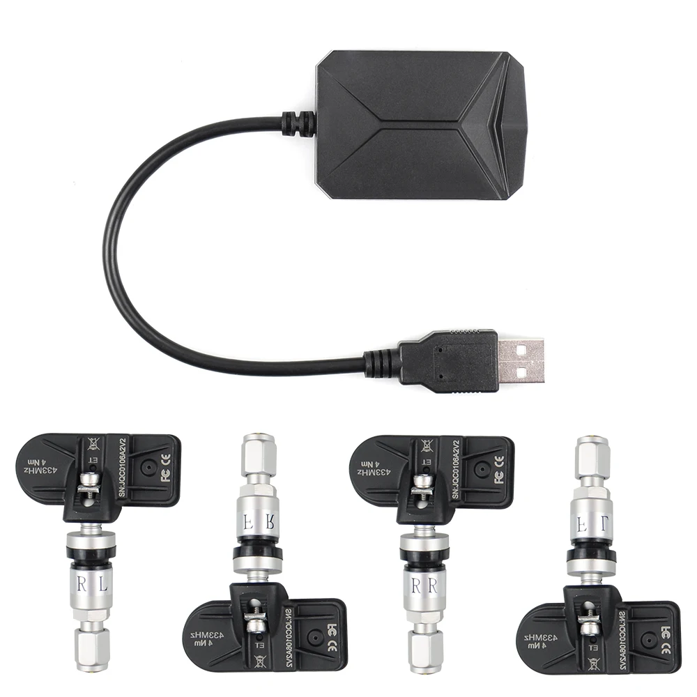 

TPMS for Car Radio DVD Player Tire Pressure Monitoring System Spare Tyre Internal External Sensor USB TMPS New