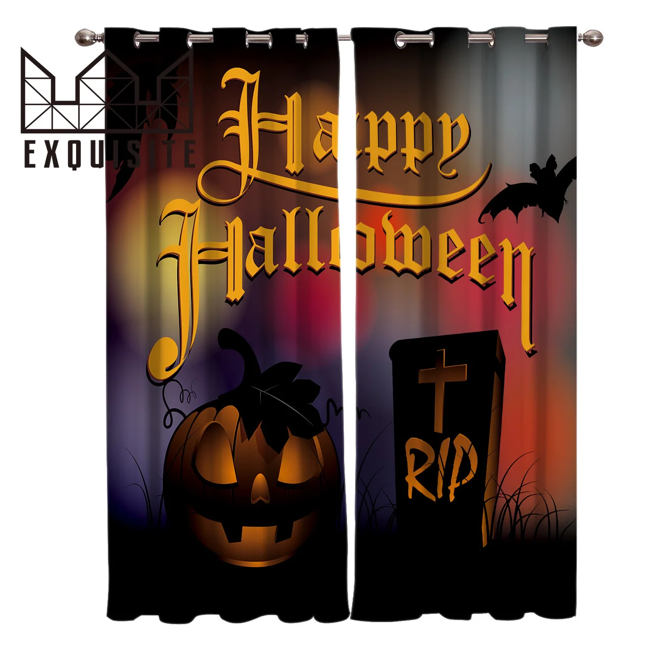 Изысканный дом Счастливый Хэллоуин комната занавес s окно стержень ванная кухня