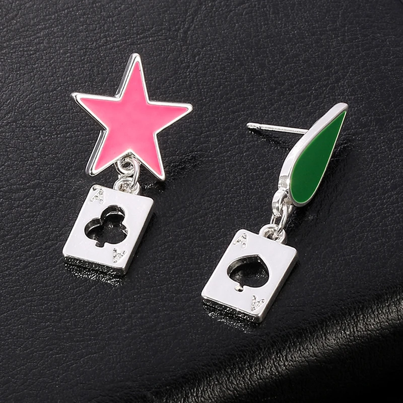 

Cartoon Anime HunterXHunter Five-Pointed Star Hisoka Teardrop Earrings Same Earring Cosplay Jewelry Accessories