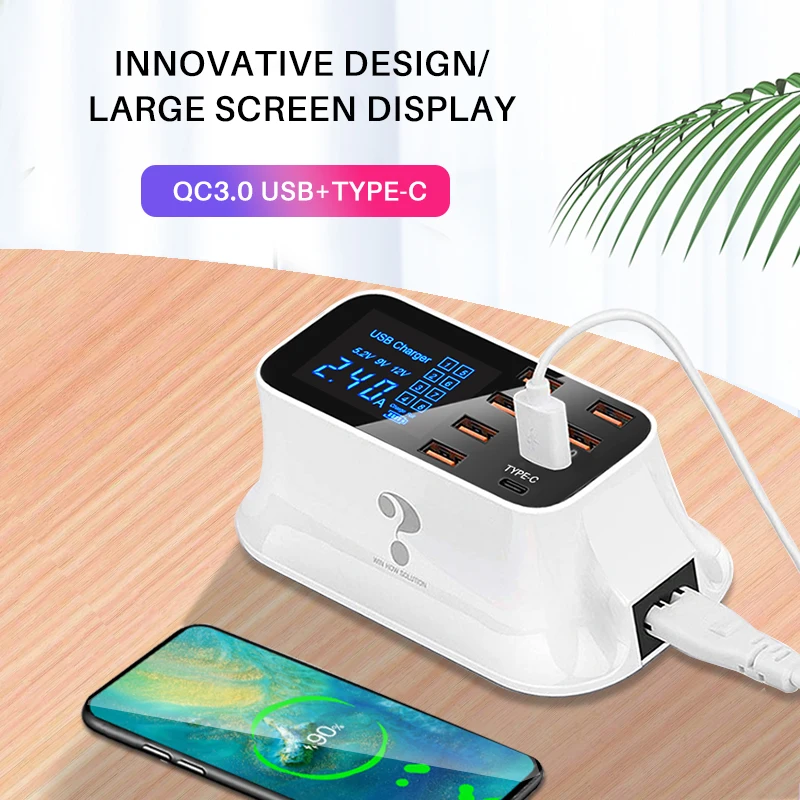 

QC3.0 4,0 быстрое зарядное устройство smart PD 100 Вт быстрая зарядная станция концентратор QI беспроводной Тип c мульти для Xiaomi iphone pro.11 7 ipad ноутбука