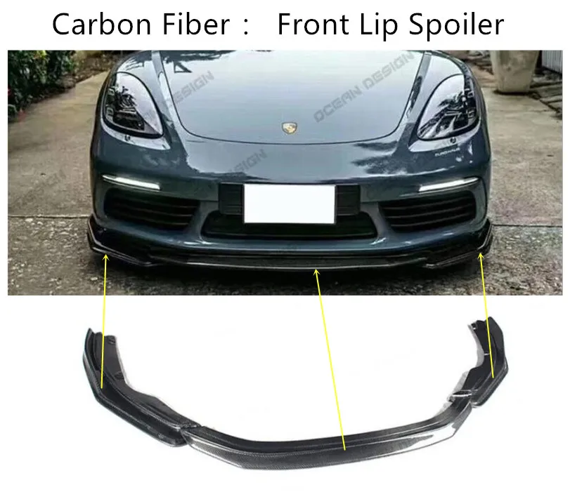 Front Rear Side Skirt Lip Spoilers For Porsche 718 Cayman Boxster S 2016 17 2018 2019 2020 Bumper Diffuser Carbon Fiber Spoiler |