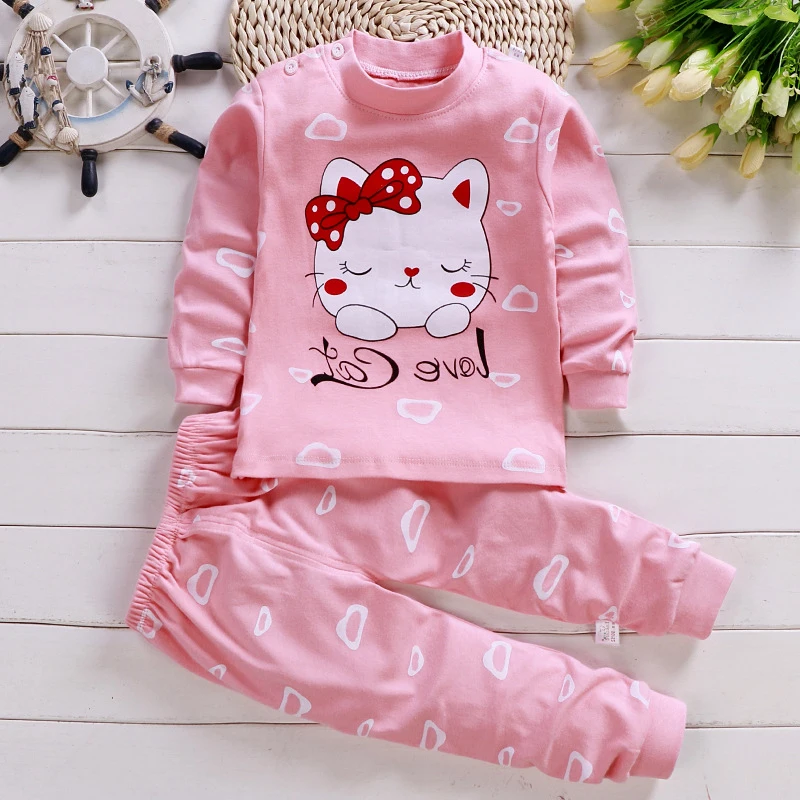 Детские пижамы осенняя одежда для сна мальчиков и девочек малышей пижамные