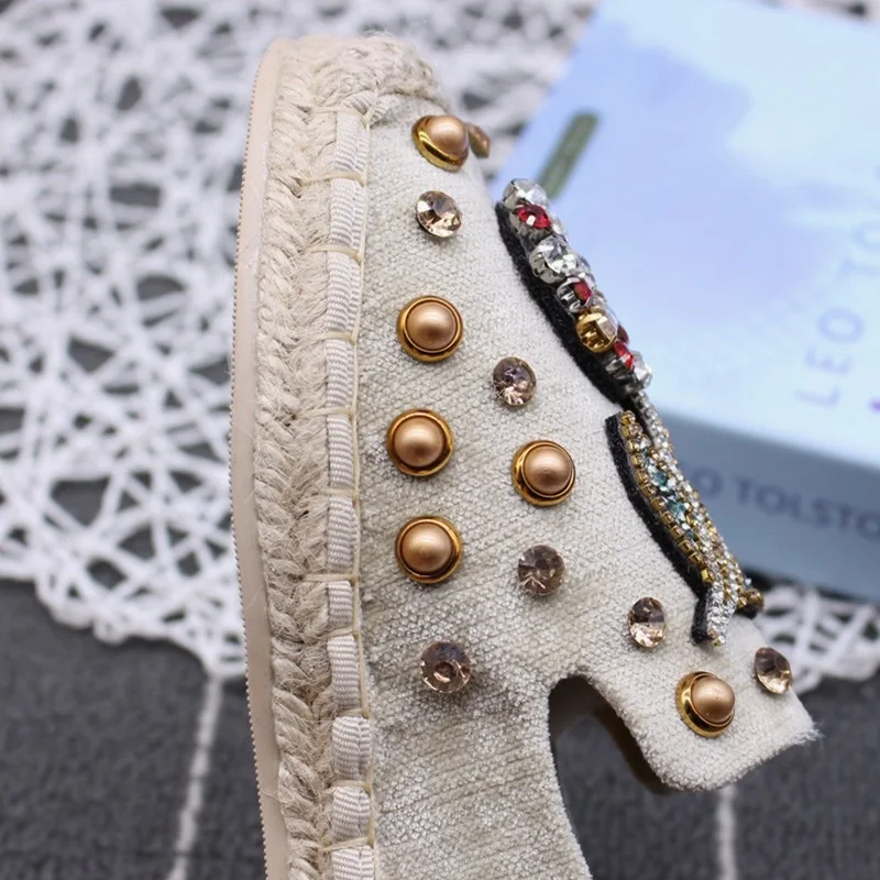 

Summer women sandals slippers women's espadrilles rivets rhinestone fisherman pregnant women shoes flat shallow shallow shoes