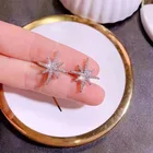 Женские серьги-гвоздики из серебра 100% пробы, в форме звезды