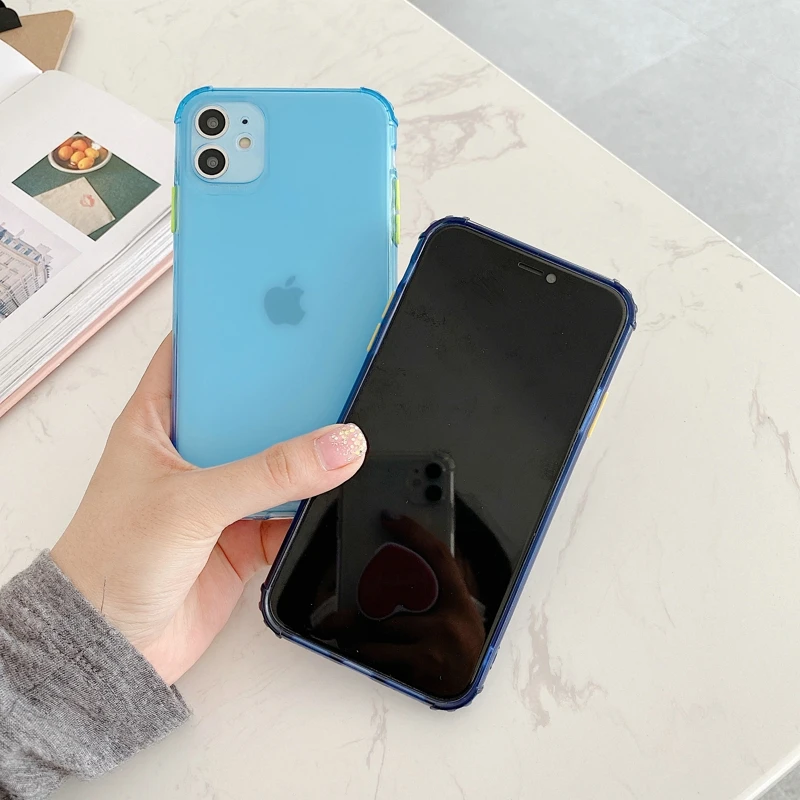 Неоновый флуоресцентный однотонный чехол для телефона iPhone SE 2020 11 Pro Max мягкий