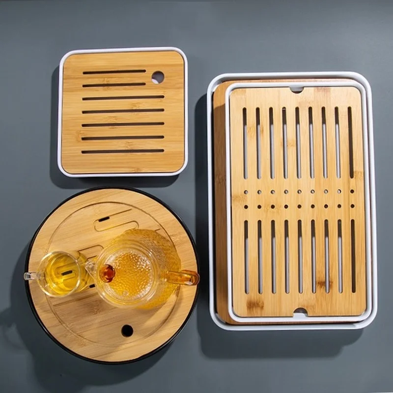 

Bamboo Chinese Tea Tray Eco Friendly Drainage Dry Bubble Simple Water Storage Tea Tray Tea Ceremony Dienblad Teaware DF50CP