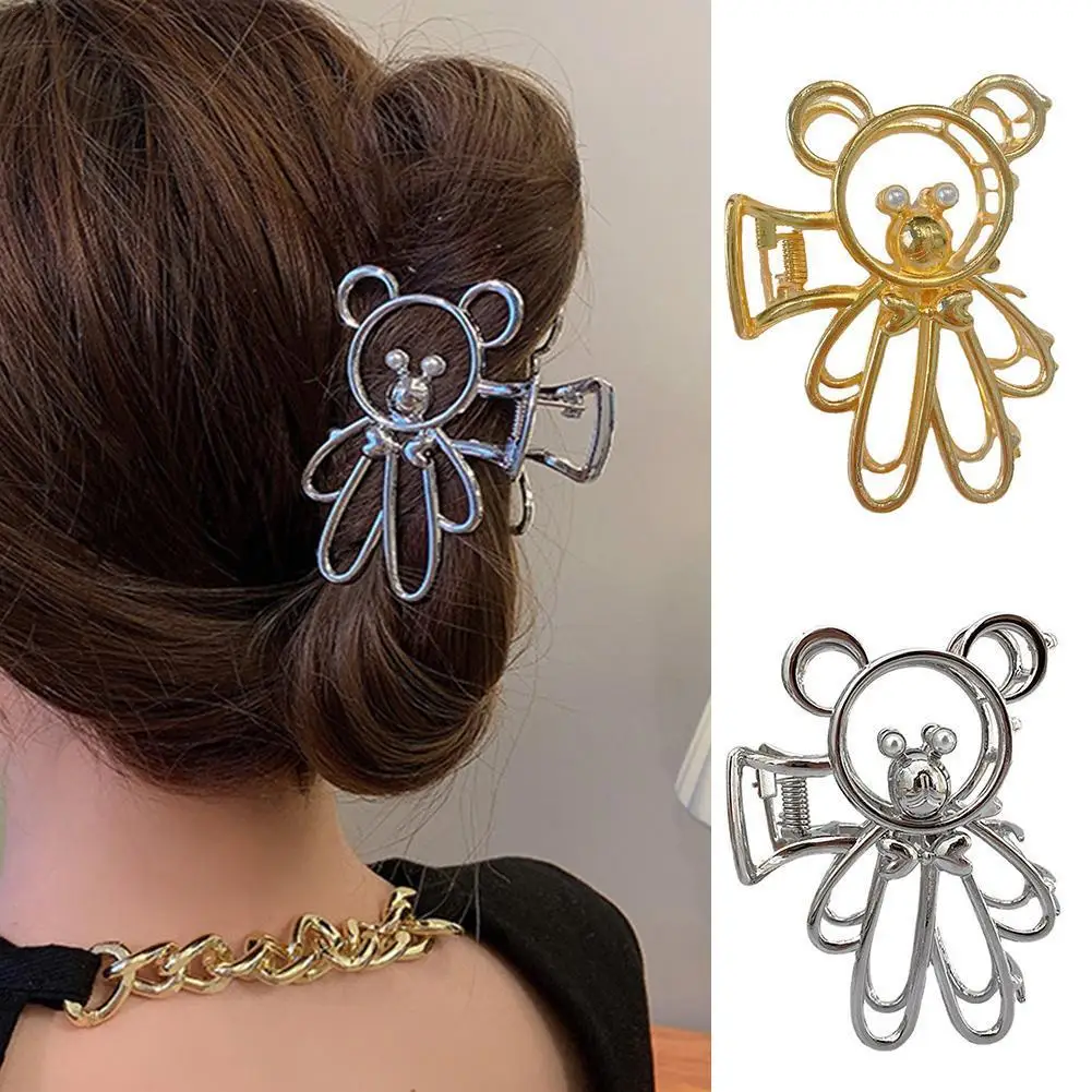

Заколка-краб Женская металлическая, милый мультяшный медведь, Акула, элегантный подарок для девочек, модный аксессуар на голову