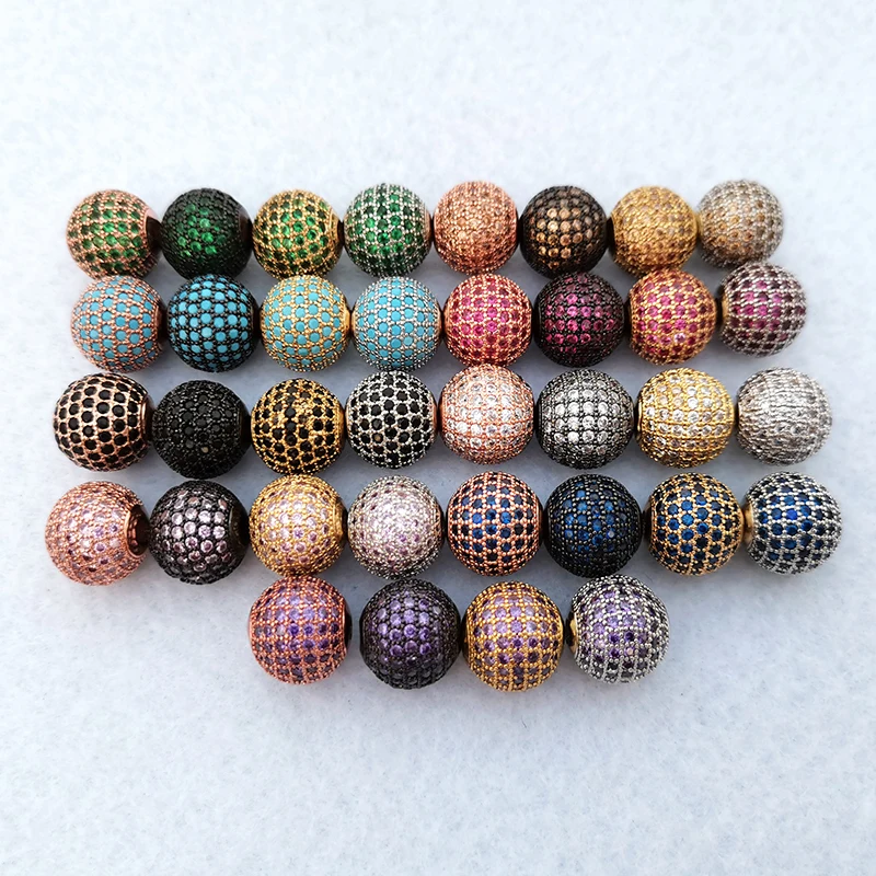 2 шт 12 мм микро кубический цирконий CZ Круглые бусины для браслета ожерелье