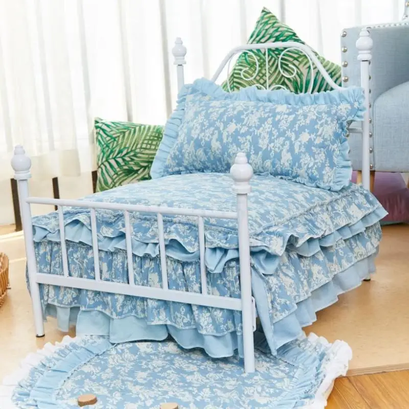 Сетчатая красная железная кровать большая для собаки кошки съемная и моющаяся