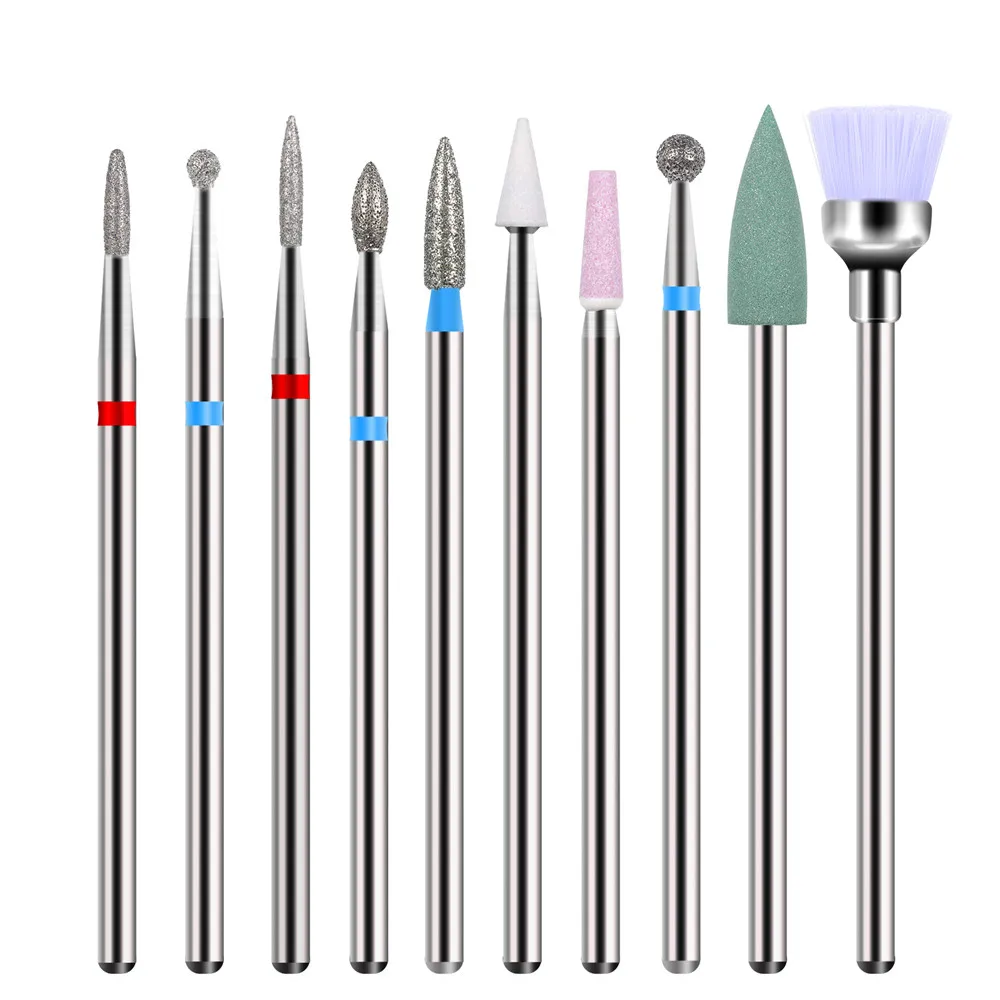 

New 1 set Diamond Nail Drill Bit Milling Cutter Electric Nail Rotary Files Burr Manicure Machine Accessory Cuticle Clean Tools