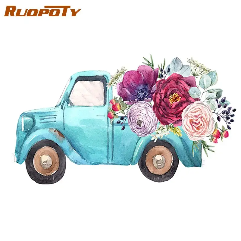 

RUOPOTY Diamond Embroidery Flowers Picture Rhinestones Car Cup Diamond Mosaic Flower Full Square Cross Stitch Kits Home Decor