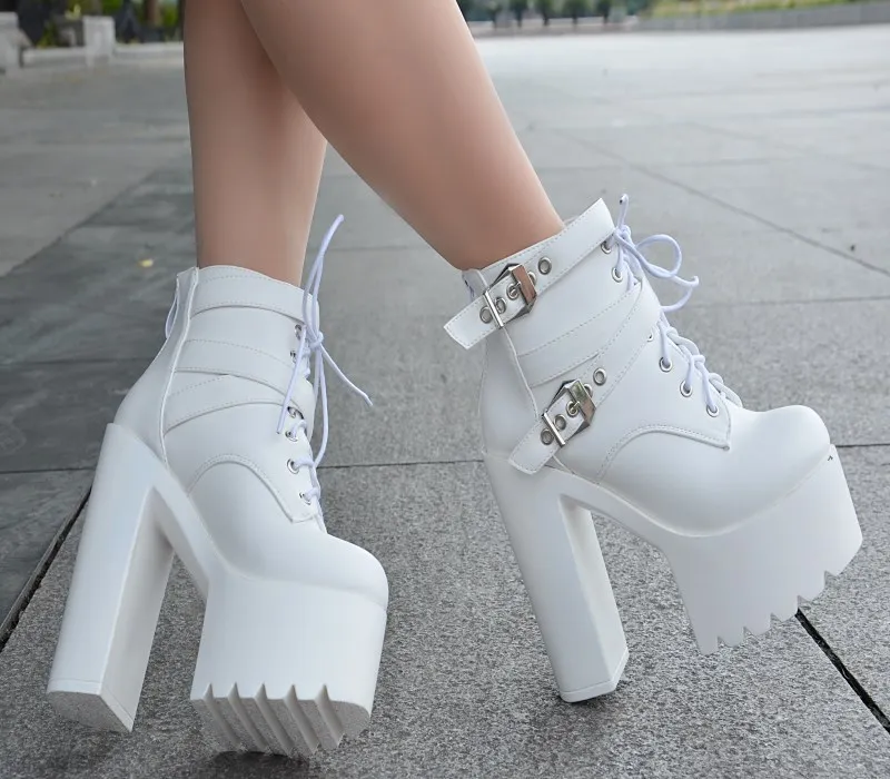 Ботильоны женские на толстом каблуке 14 см в европейском и американском стиле