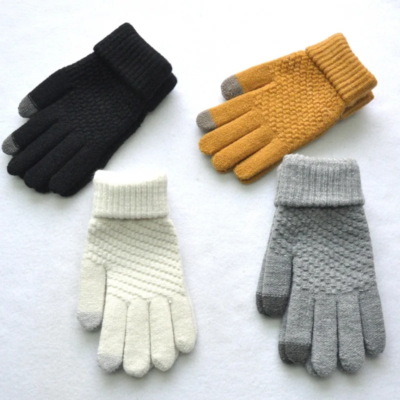 Cashmere Knit Winter Gloves Fashion Lady Jacquard Cashmere Knitted Women Warm Touch Screen Skiing Gloves