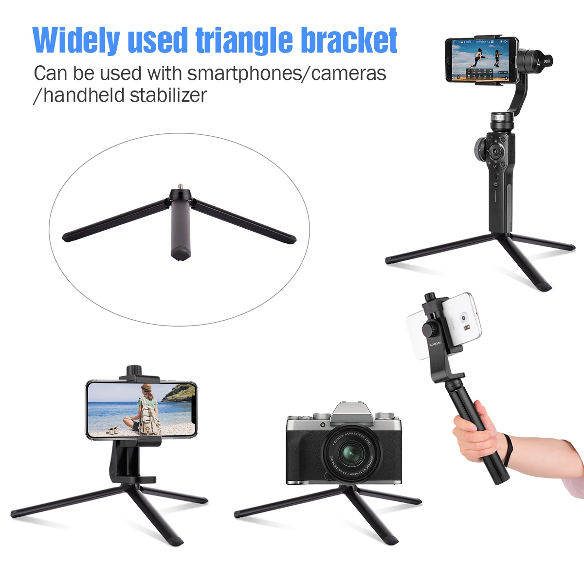 Andoer 54-inch Selfie Stick Tripod Stand Aluminum Alloy w/ Desktop Remote Shutter for iPhone Android Phones Sports Camera | Электроника