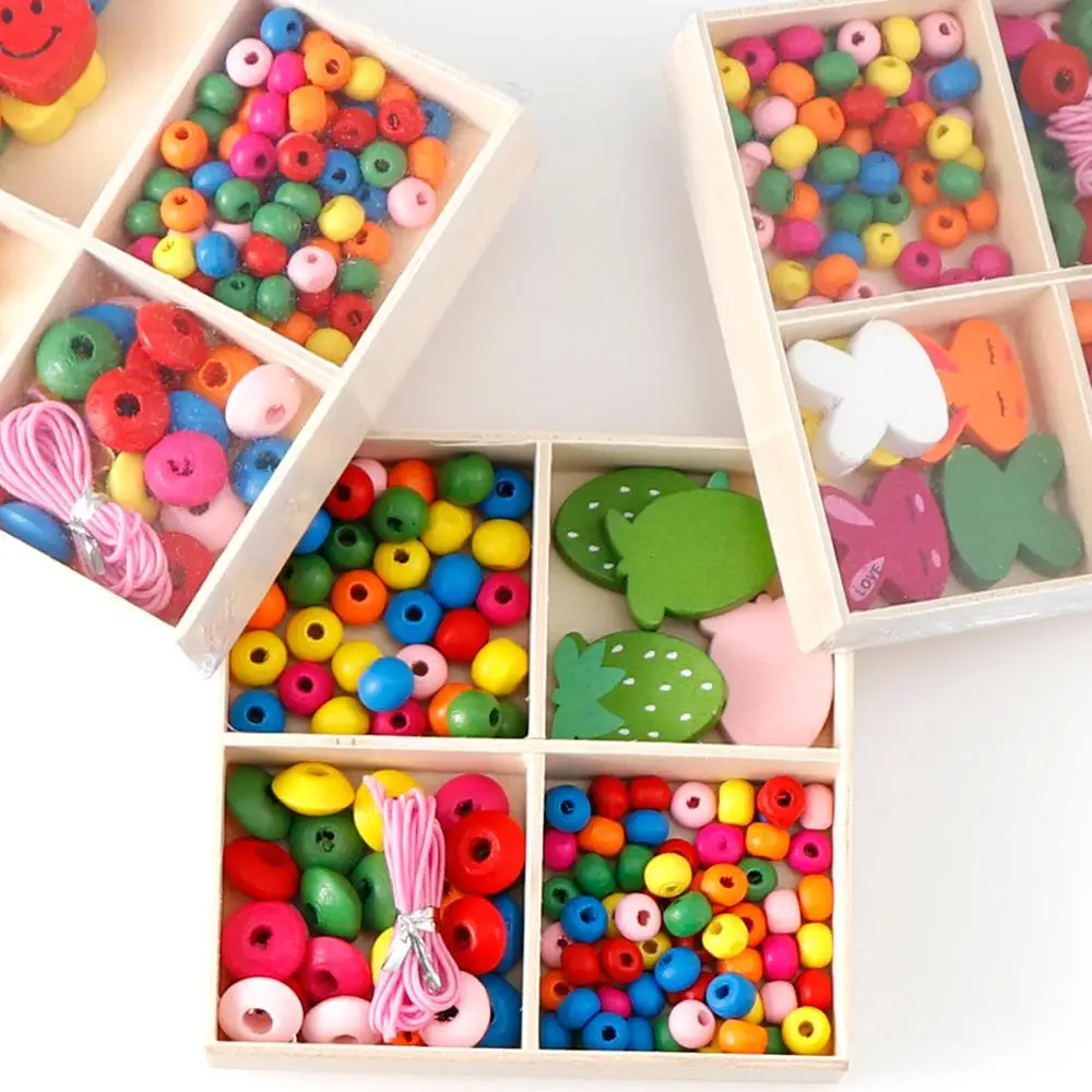 Набор деревянных бусин для детского сада многоцветный креативный пазл