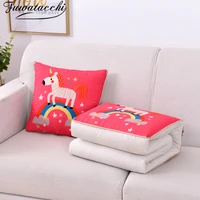 fuwatacchi pillow blanket 2 in 1 warm cartoon animals foldable patchwork quilt blanket printed home office throw pillow cushion