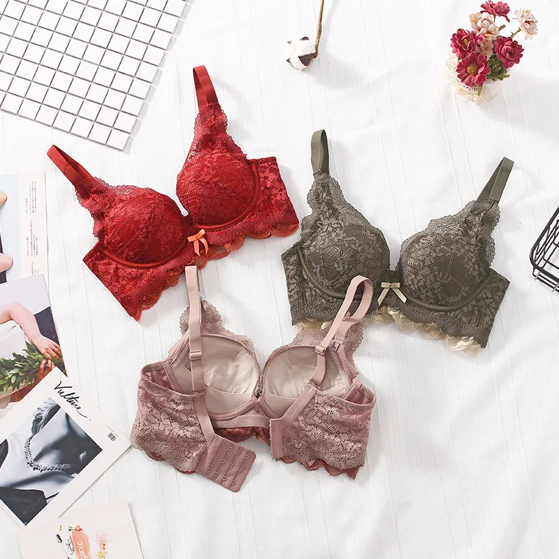 

Новое романтичное сексуальное кружевное белье, плотная чашка для девушек, без стального кольца, чтобы получить пару бюстгальтеров для деву...