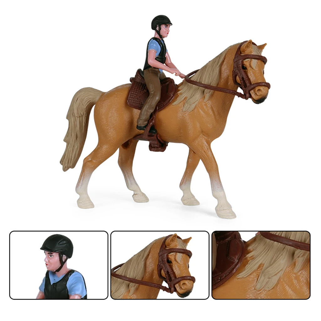 

Farm Animal Figure Toys Miniature Horse with Male Rider Figurine Playest