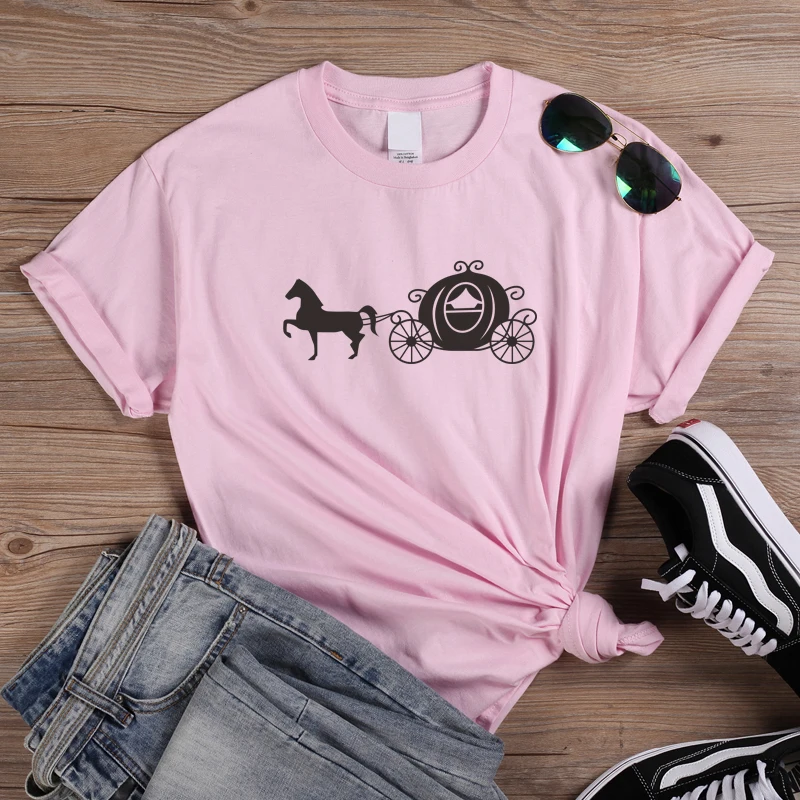 ONSEME Футболка с принтом &quotлошадиная карета&quot женская футболка рождественским