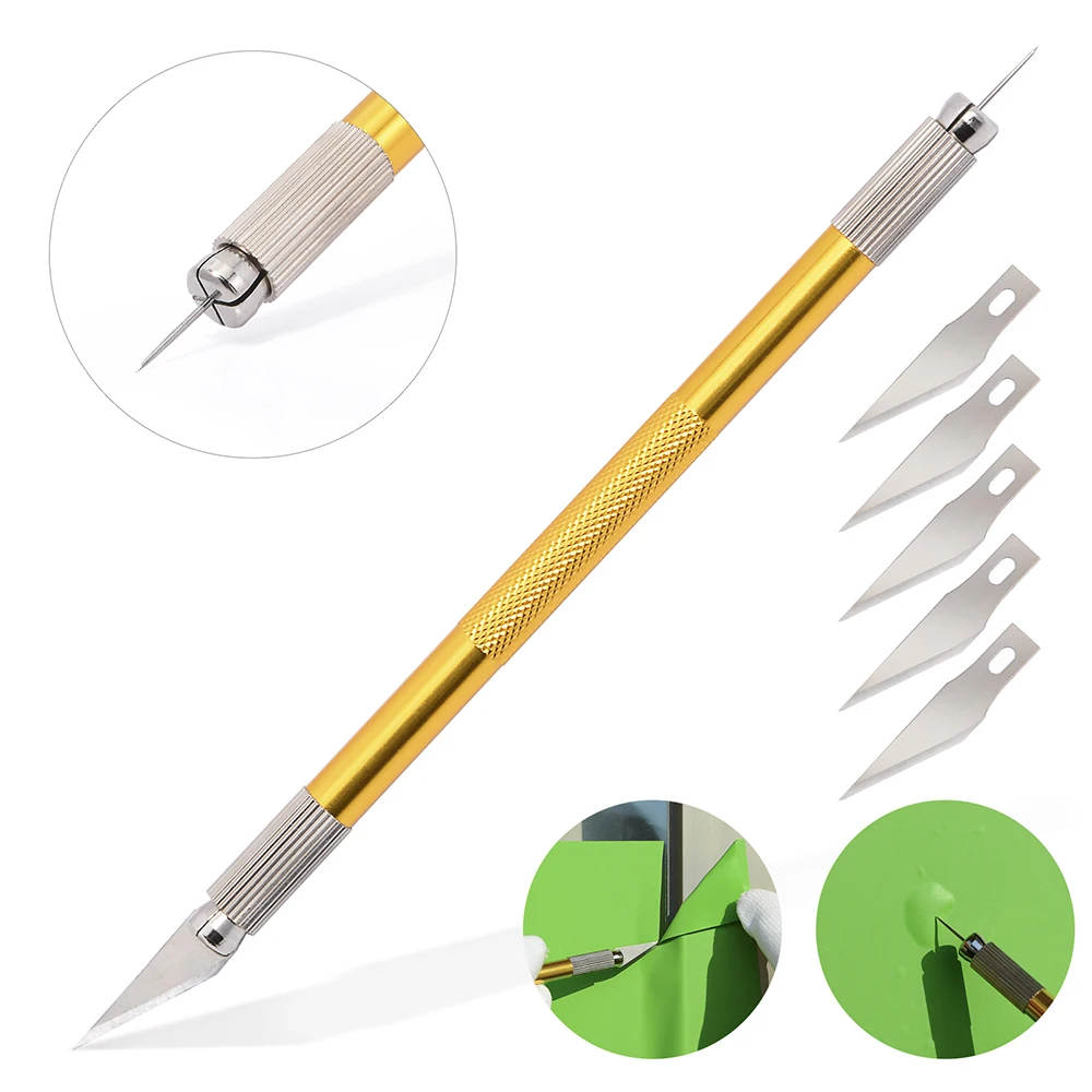 FOSHIO Double-edged Utility Knife Pin+5PCS Blade Vinyl Tint Film Decal Car Sticker Remove WallPaper Cutter DIY Styling Hand Tool |