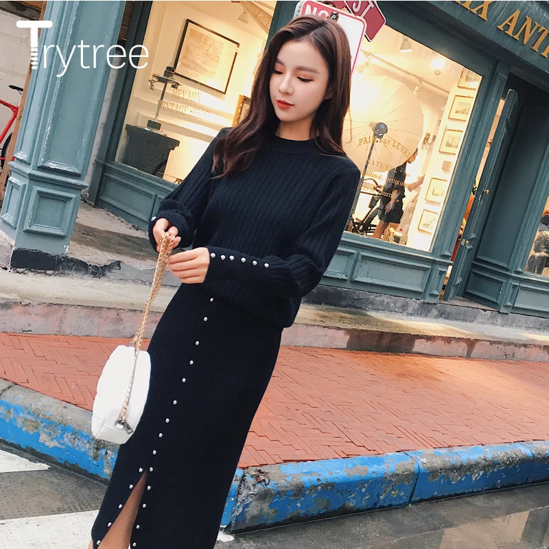 Trytree/осенне зимний комплект из двух предметов вязаный Повседневный пуловер с