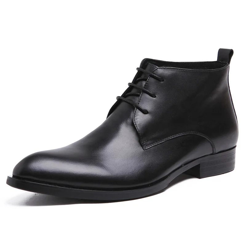 

Luxury Men's Boots Lace Up Pointed Toe Ankle Boots Wedding Office Formal Dress Leather Winter Shoes For Men
