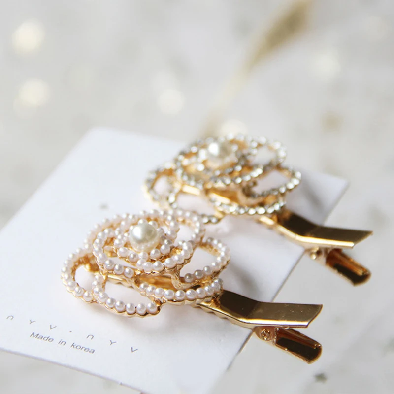 1 шт. модные заколки для волос в форме цветка с кристаллами и жемчугом из сплава