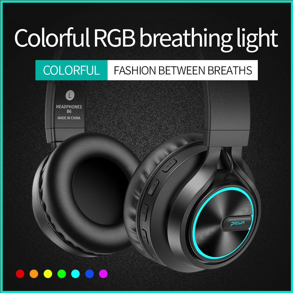 Picun B6 беспроводные наушники Bluetooth HiFI стерео Складная гарнитура светодиодный