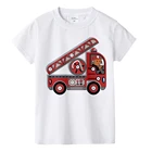 2021 Новая летняя одежда для маленьких мальчиков и девочек футболка с короткими рукавами и круглым вырезом Футболка с пожарной машиной брендовые футболки унисекс