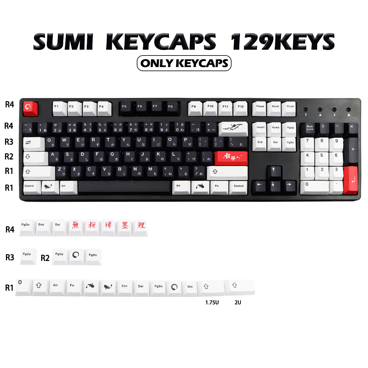 129 Keys PBT SUMI Keycaps GMK Cherry Profile DYE-SUB Custom Keycaps For Gateron Kailh MX Switch Mechanical Keyboard