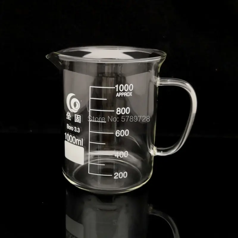 1PC clear glass beaker with handle,3.3 borosilicate glass laboratory thickened glassware capacity 50ml to 2000ml