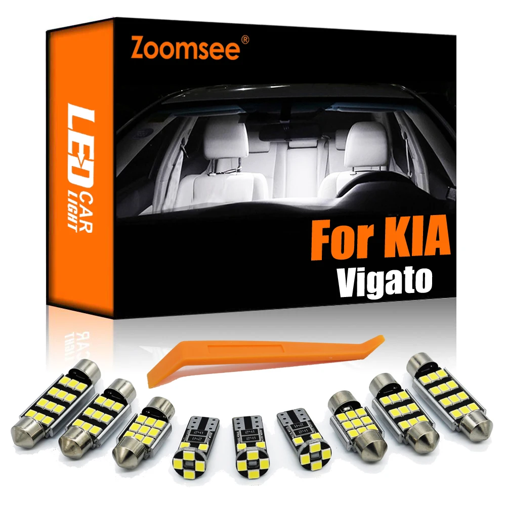 

Zoomsee 10 шт. внутренний светодиодный для KIA Vigato 2011-2020 Canbus автомобиля в маскирующем колпаке для внутренних помещений карты чтения ствол светиль...