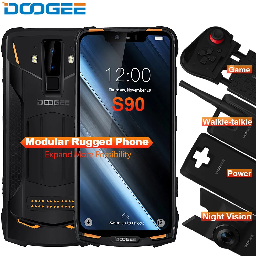 Модульный усиленный телефон DOOGEE S90 6 18-дюймовый дисплей 5050 мАч Helio P60 восемь ядер